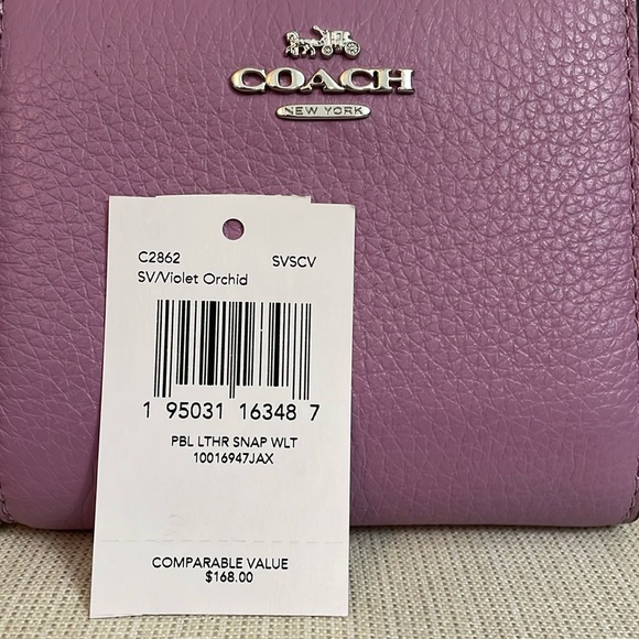 Coach Snap Wallet with Signature Canvas Interior in Silver/Iris NWT - Picture 14 of 14